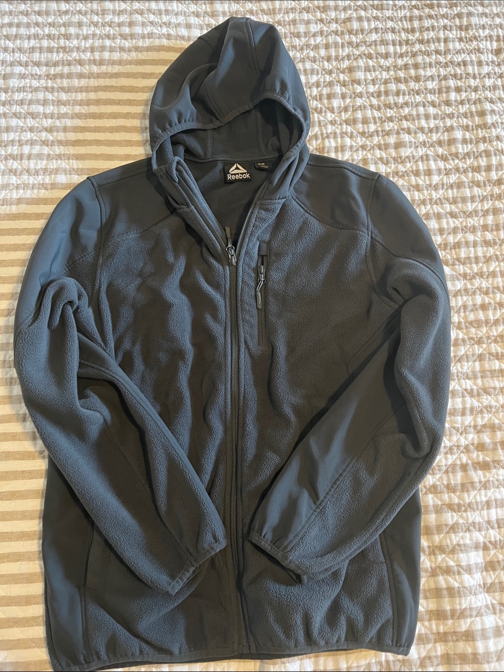 Reebok Charcoal Hooded Full-Zip Fleece Jacket
